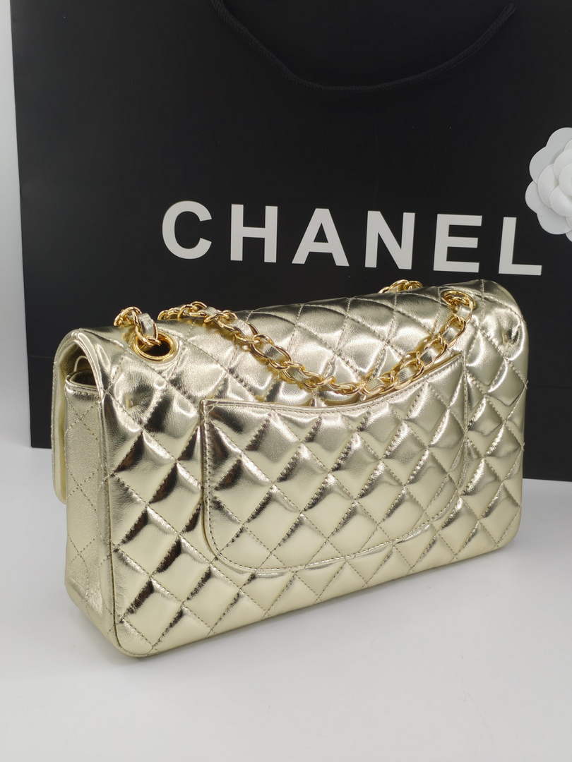 Chanel Classic Handbag, A01112 Gold Lambskin Gold