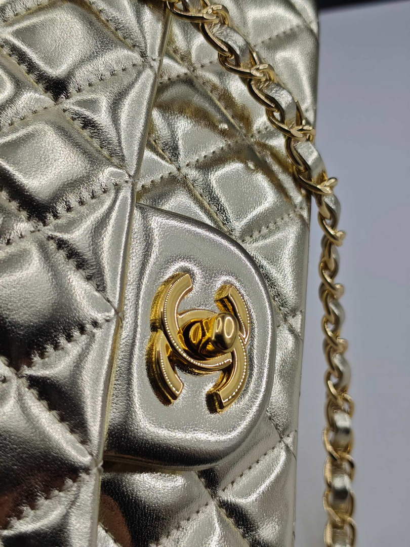 Chanel Classic Handbag, A01112 Gold Lambskin Gold