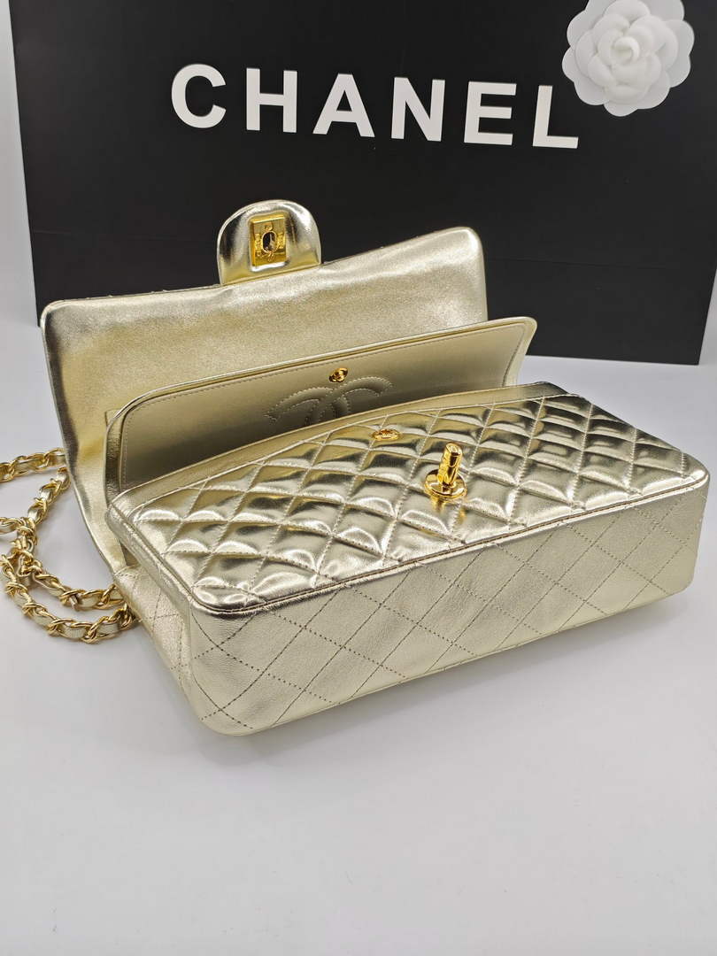 Chanel Classic Handbag, A01112 Gold Lambskin Gold