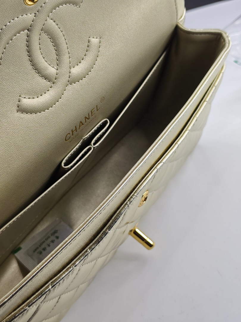 Chanel Classic Handbag, A01112 Gold Lambskin Gold