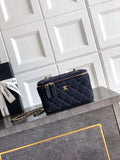 Chanel Classic Long Vanity with Chain, AP1341 Denim Dark Blue