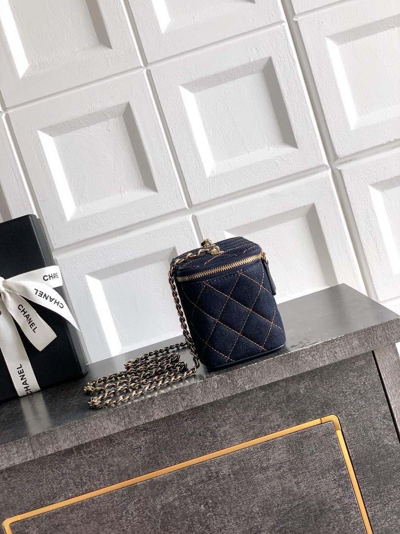 Chanel Classic Long Vanity with Chain, AP1341 Denim Dark Blue