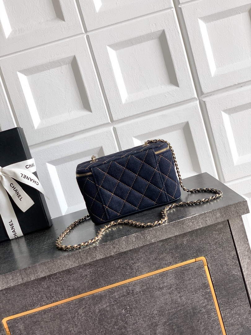 Chanel Classic Long Vanity with Chain, AP1341 Denim Dark Blue