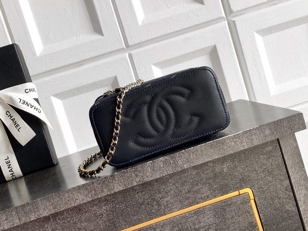 Chanel Classic Long Vanity with Chain, AP1341 Denim Dark Blue