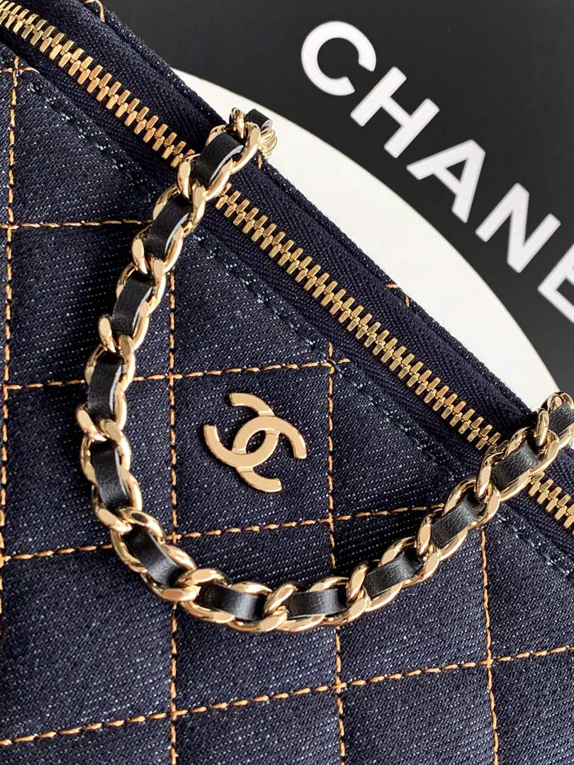 Chanel Classic Long Vanity with Chain, AP1341 Denim Dark Blue