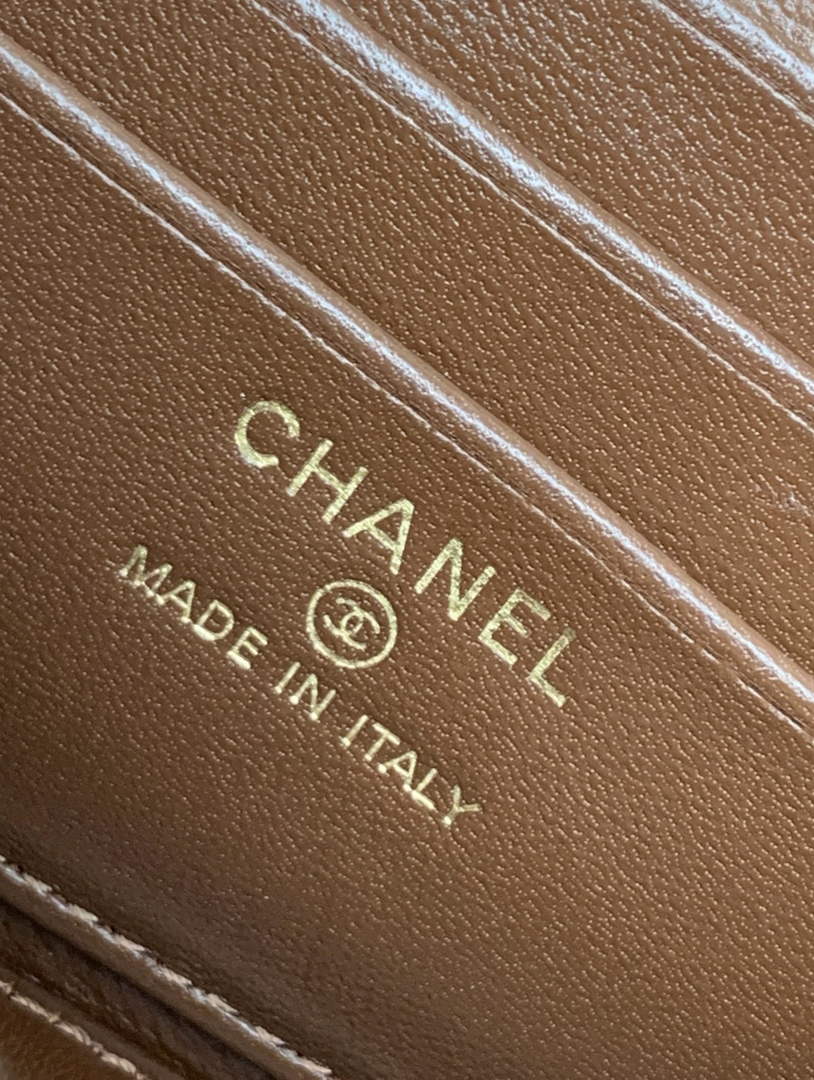 Chanel Classic Long Vanity with Chain, AP1341 Braided Raffia Brown