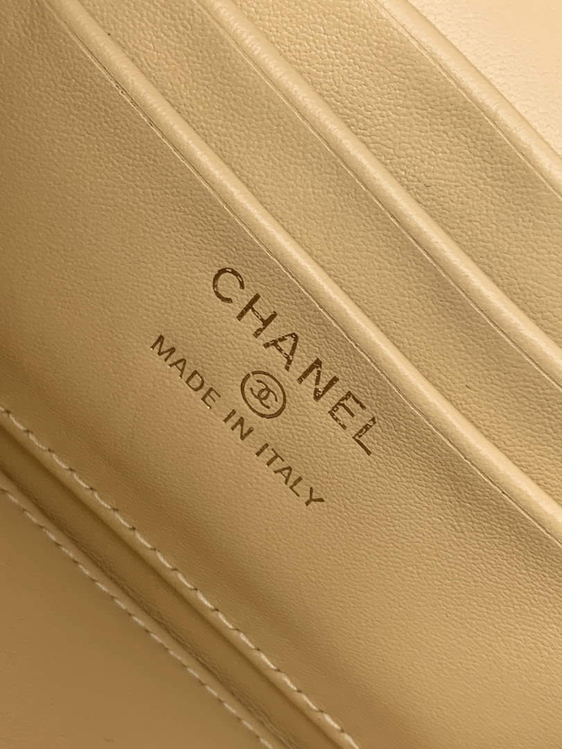 Chanel Classic Long Vanity with Chain, AP1341 Braided Raffia Apricot