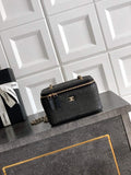 Chanel Classic Long Vanity with Chain, AP1341 Braided Raffia Black