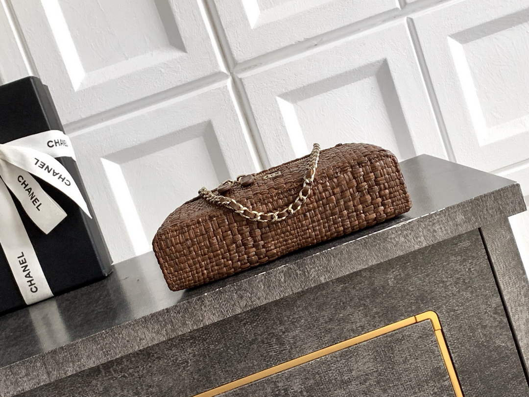Chanel Classic Vanity with Chain, AP4385 Braided Raffia Brown