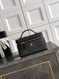 Chanel Classic Vanity with Chain, AP4385 Braided Raffia Black