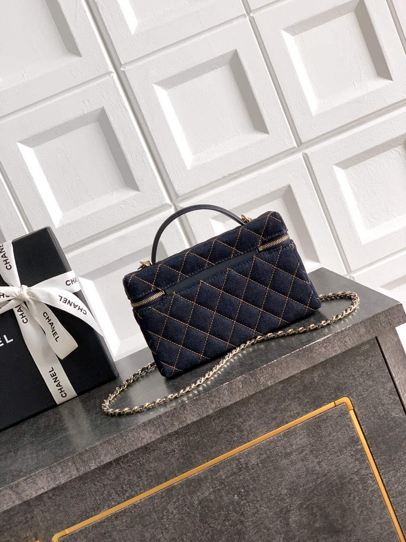 Chanel Classic Vanity with Chain, AP4385 Denim Dark Blue