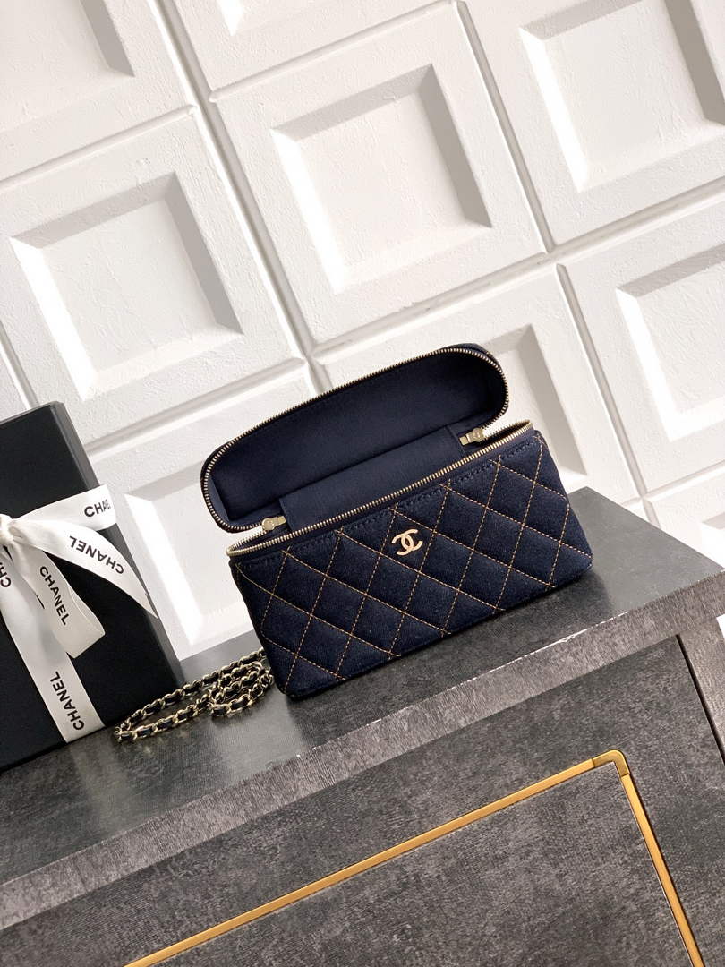 Chanel Classic Vanity with Chain, AP4385 Denim Dark Blue