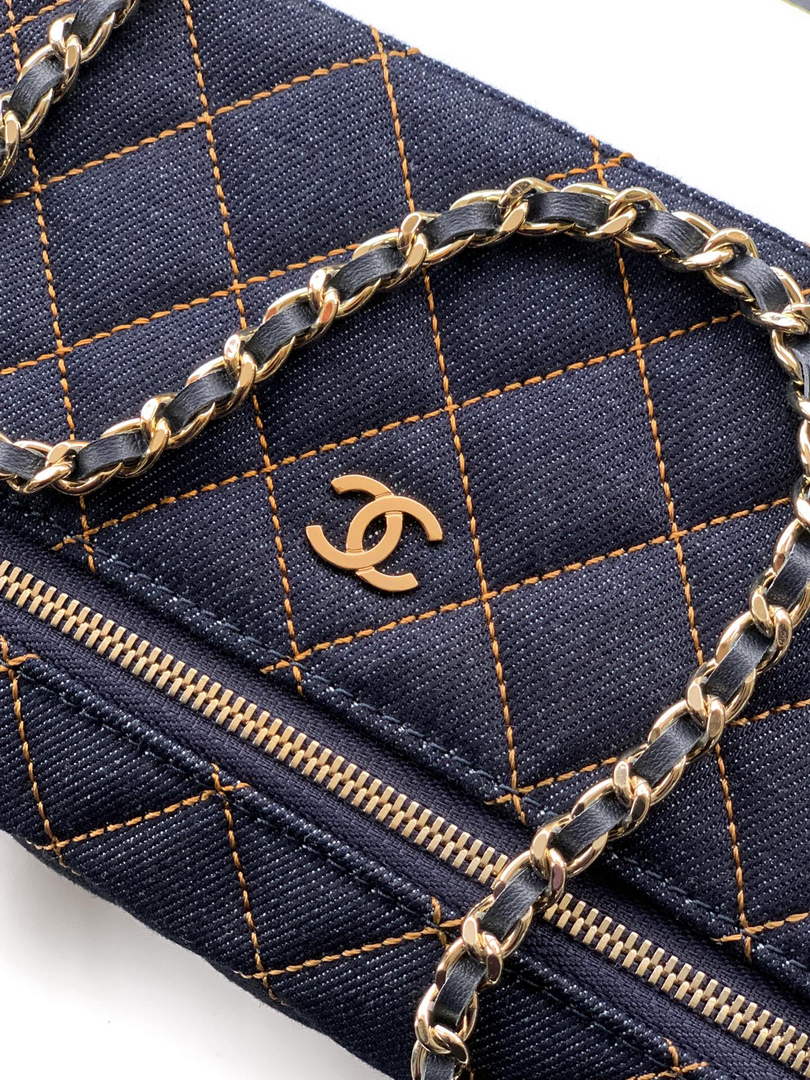 Chanel Classic Vanity with Chain, AP4385 Denim Dark Blue