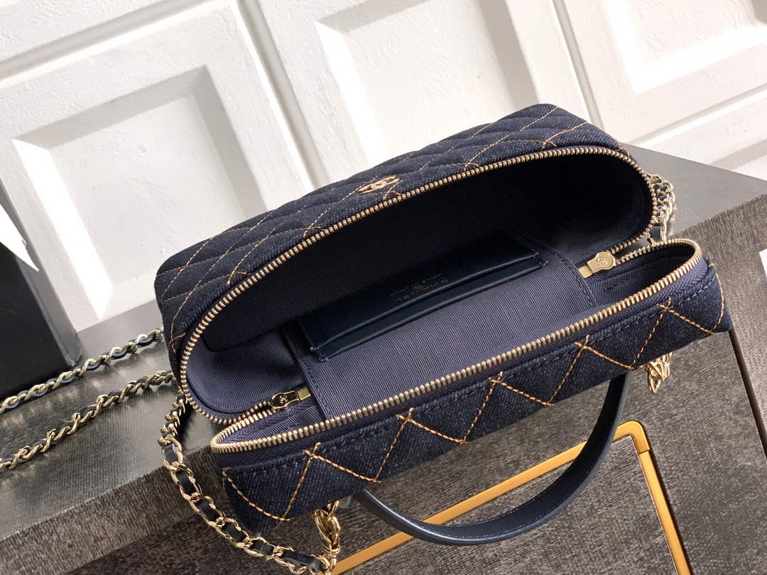 Chanel Classic Vanity with Chain, AP4385 Denim Dark Blue