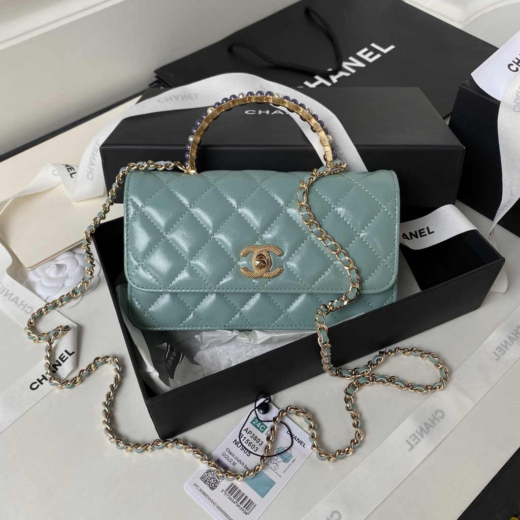 Chanel Clutch with Chain Ap3803 Lambskin Blue