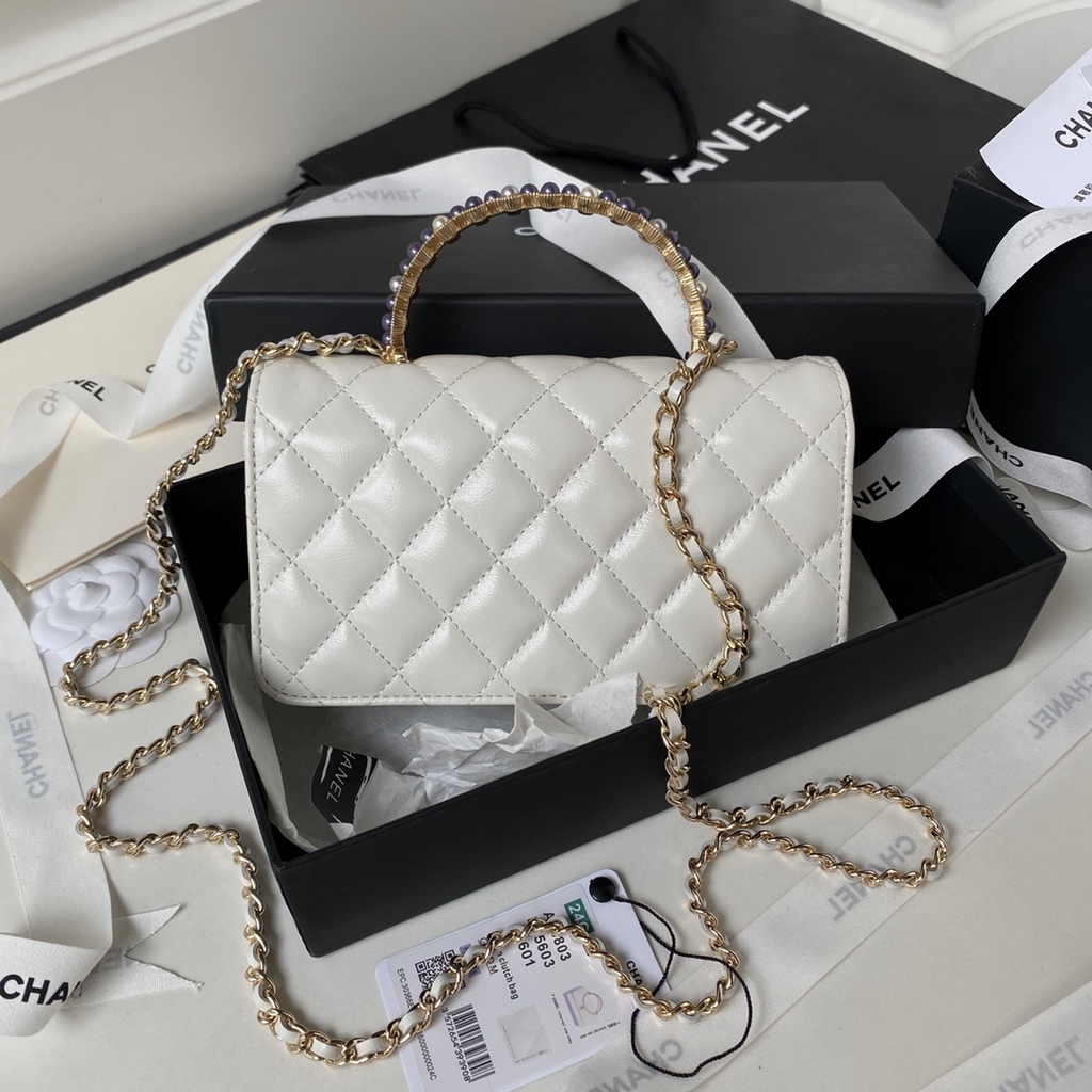 Chanel Clutch with Chain Ap3803 Lambskin White