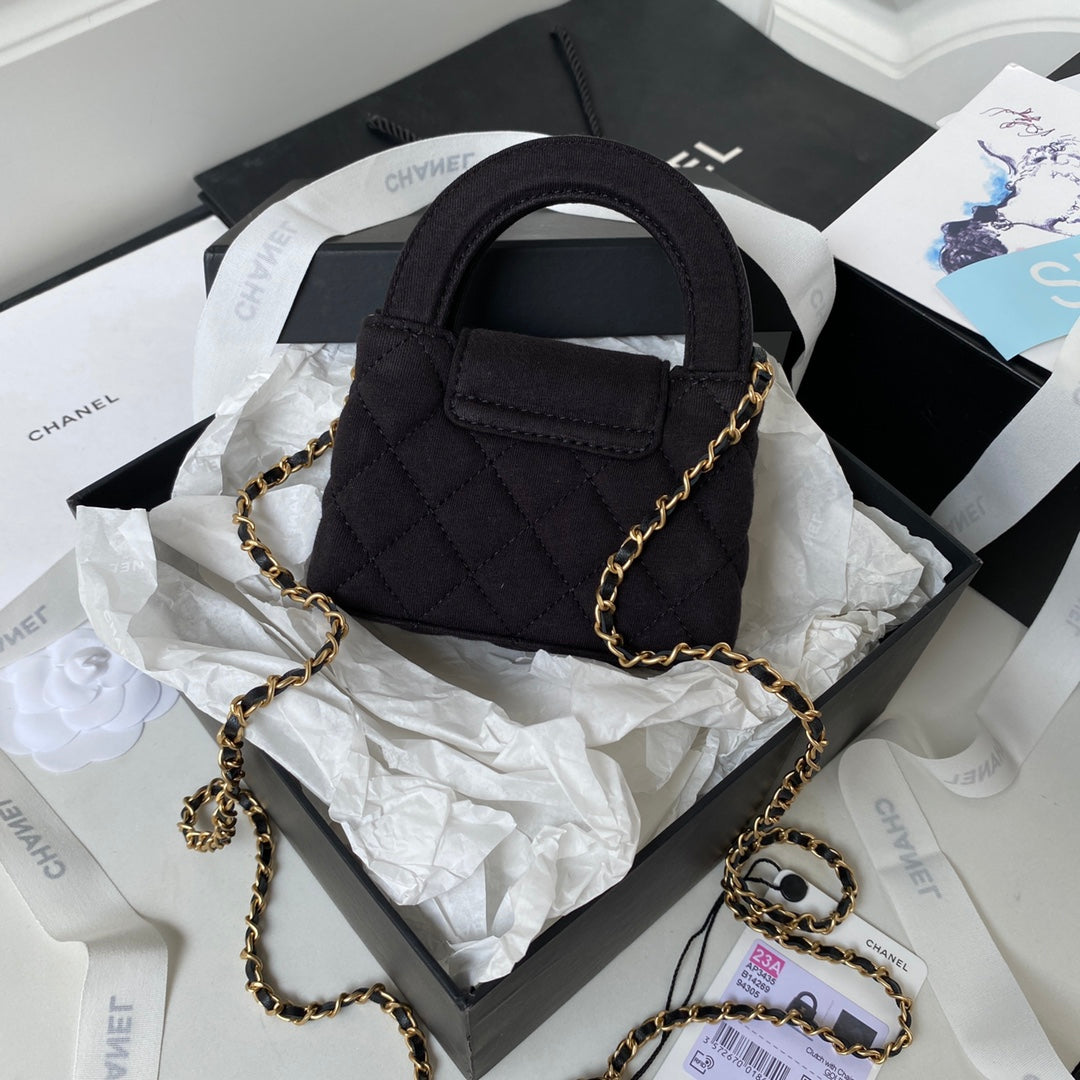 Chanel Clutch With Chain AP3435 Satin Black