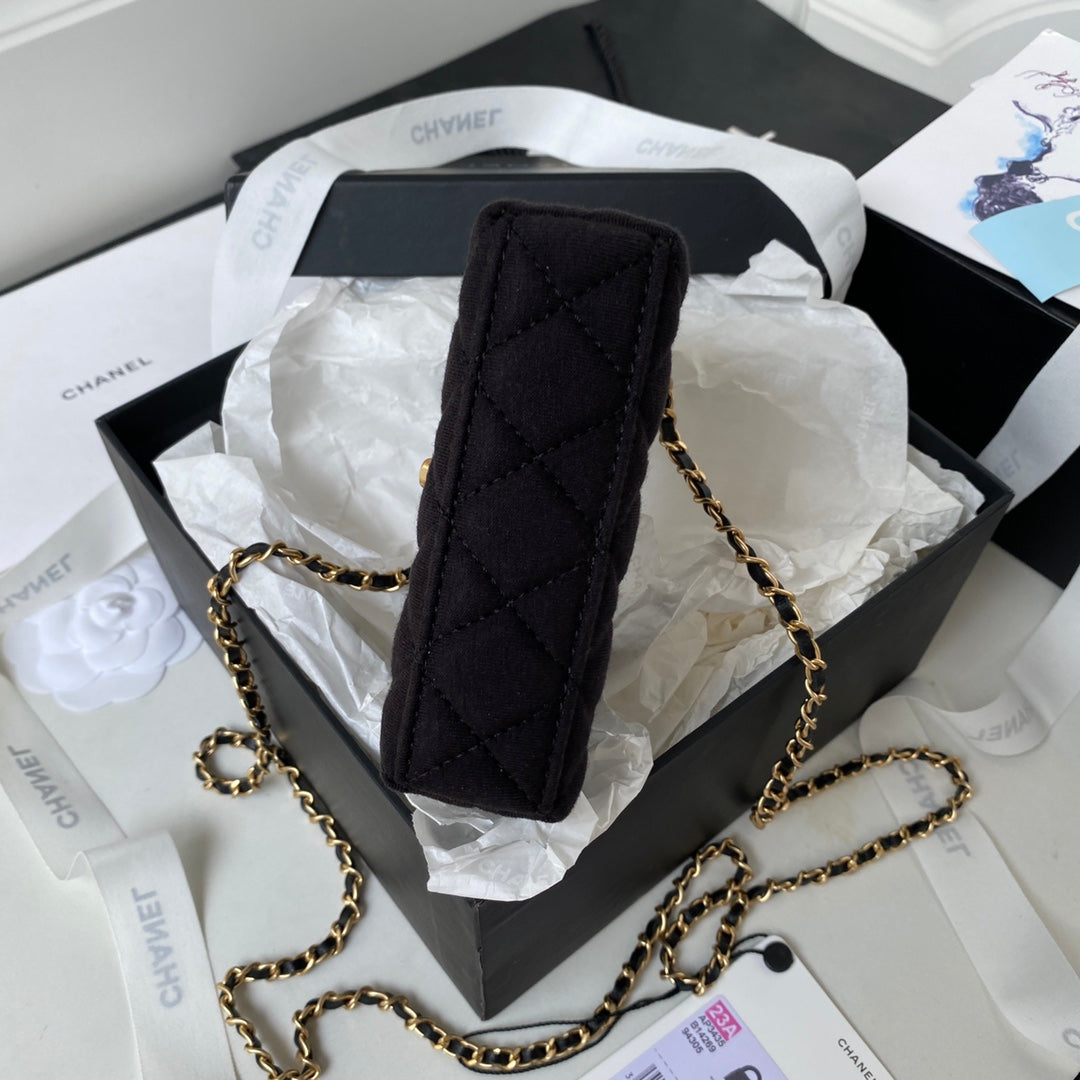 Chanel Clutch With Chain AP3435 Satin Black