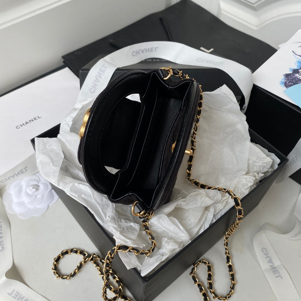 Chanel Clutch With Chain AP3435 Satin Black
