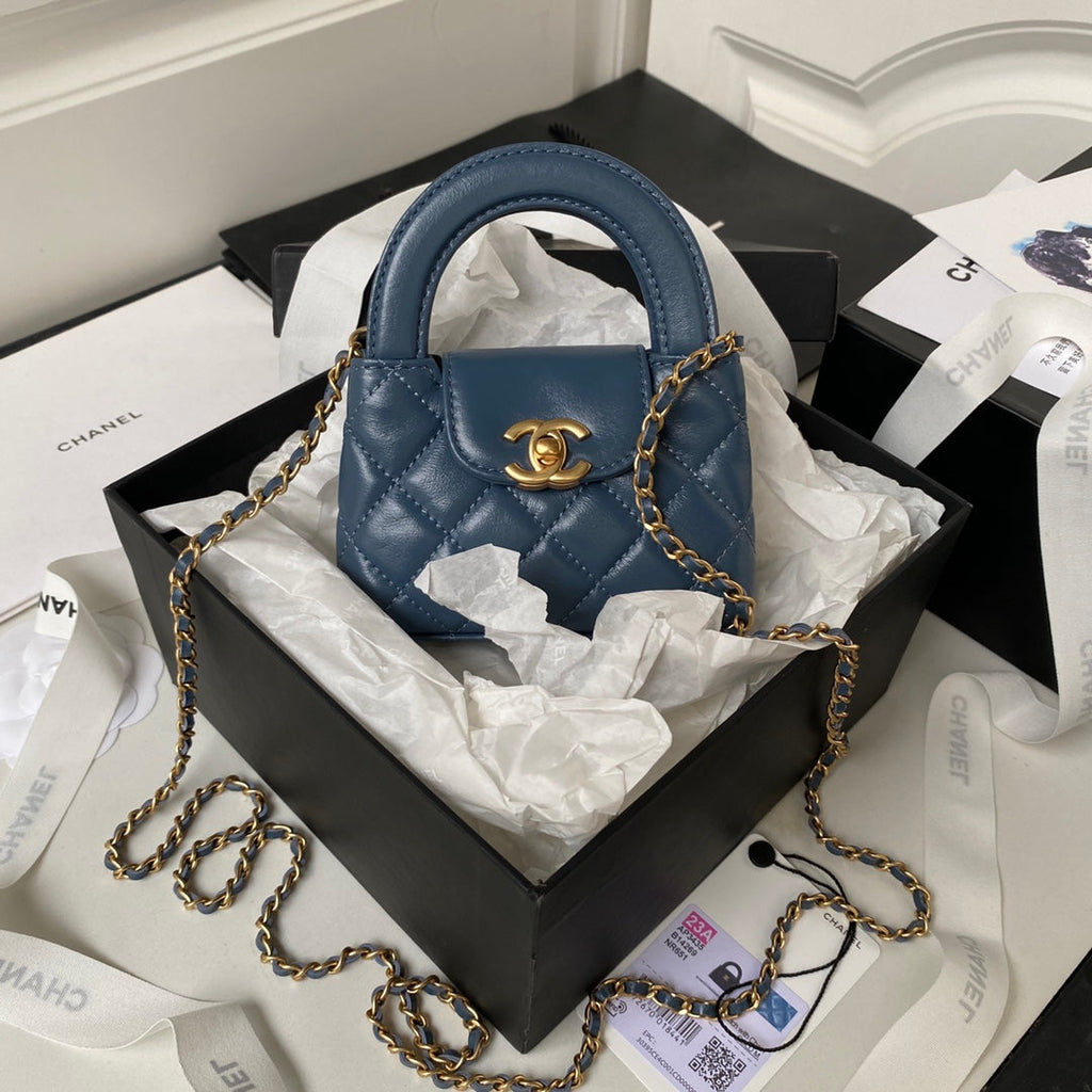 Chanel Clutch With Chain AP3435 Shiny Aged Calfskin Blue