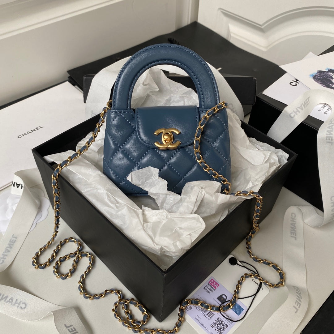 Chanel Clutch With Chain AP3435 Shiny Aged Calfskin Blue