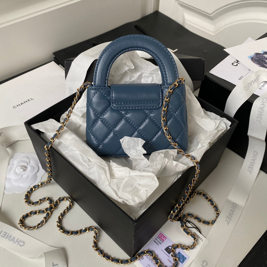 Chanel Clutch With Chain AP3435 Shiny Aged Calfskin Blue
