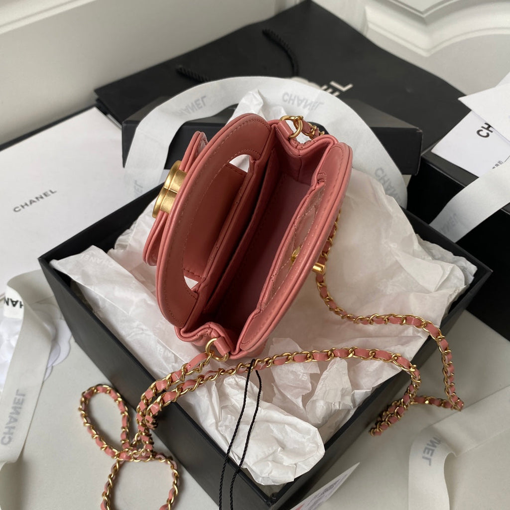 Chanel Clutch With Chain AP3435 Shiny Aged Calfskin Pink