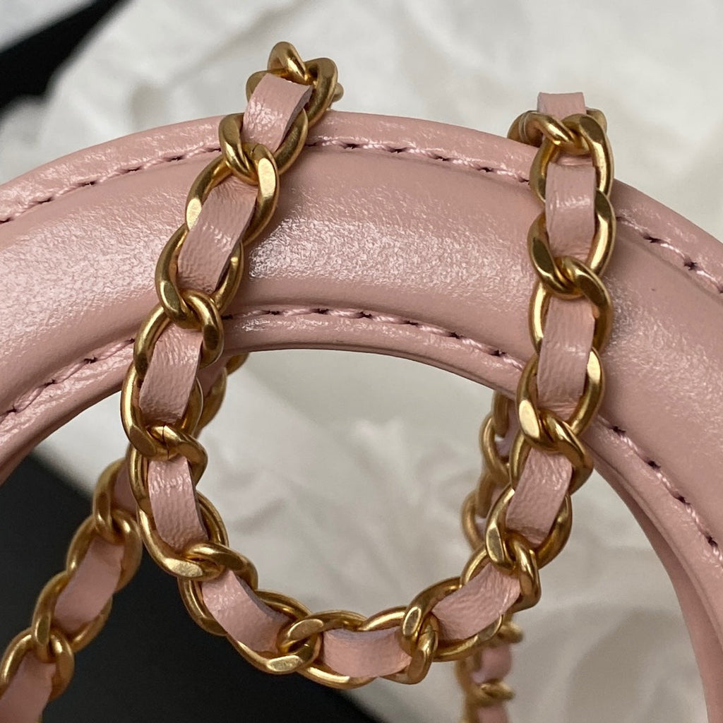 Chanel Clutch With Chain AP3435 Shiny Aged Calfskin Light Pink