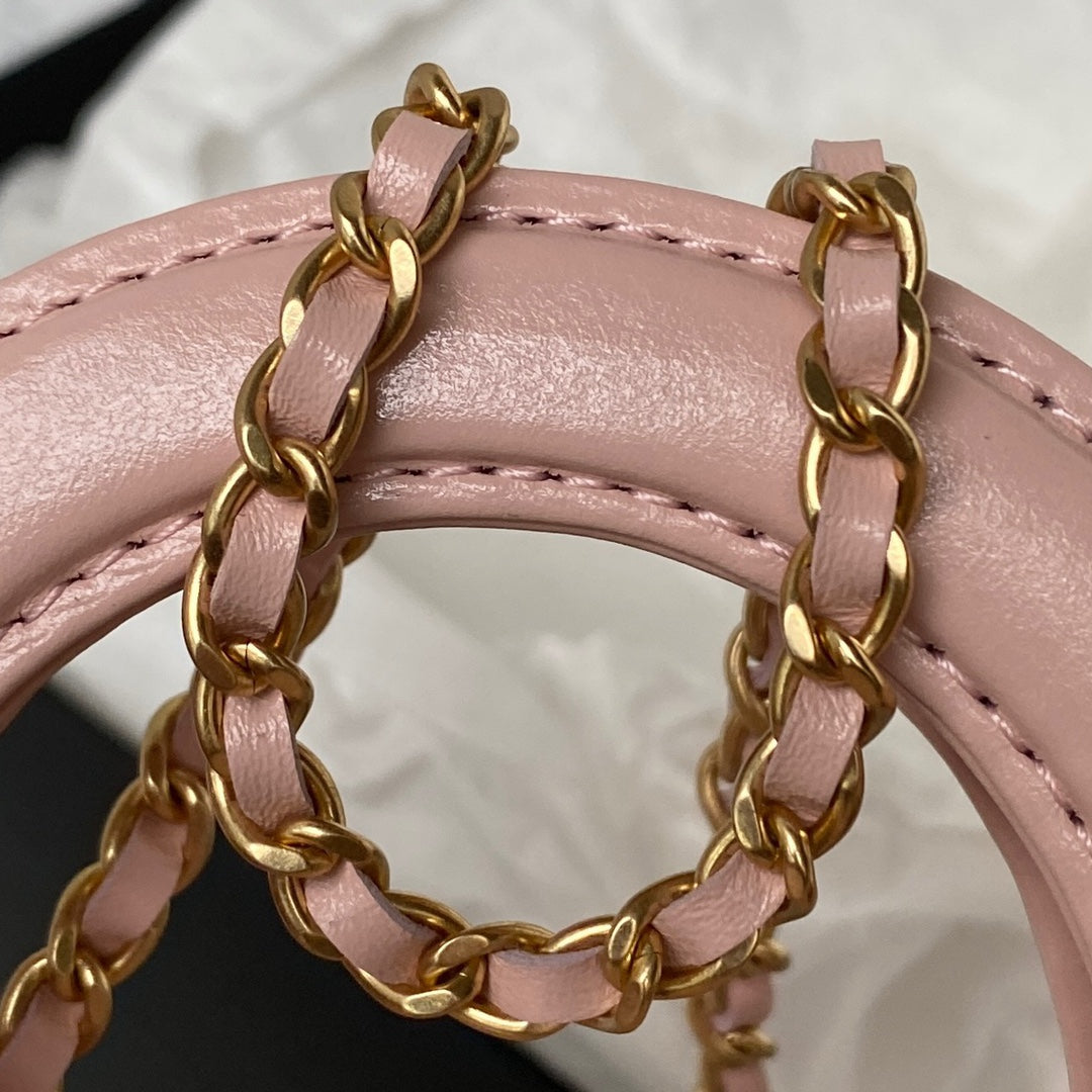 Chanel Clutch With Chain AP3435 Shiny Aged Calfskin Light Pink