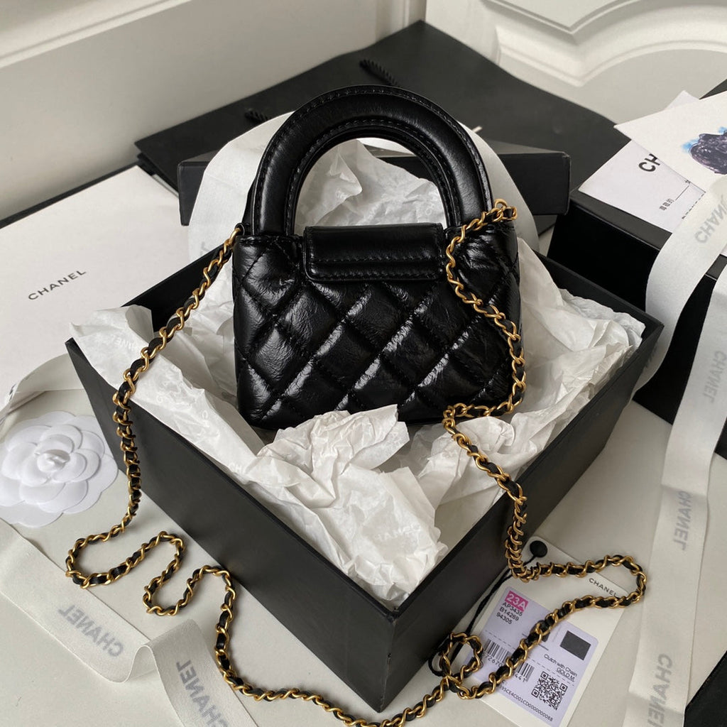 Chanel Clutch With Chain AP3435 Shiny Aged Calfskin Black