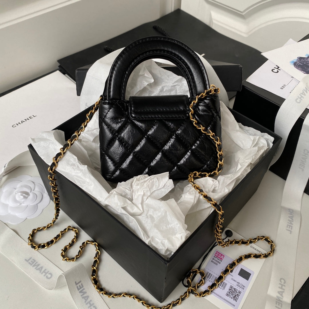 Chanel Clutch With Chain AP3435 Shiny Aged Calfskin Black
