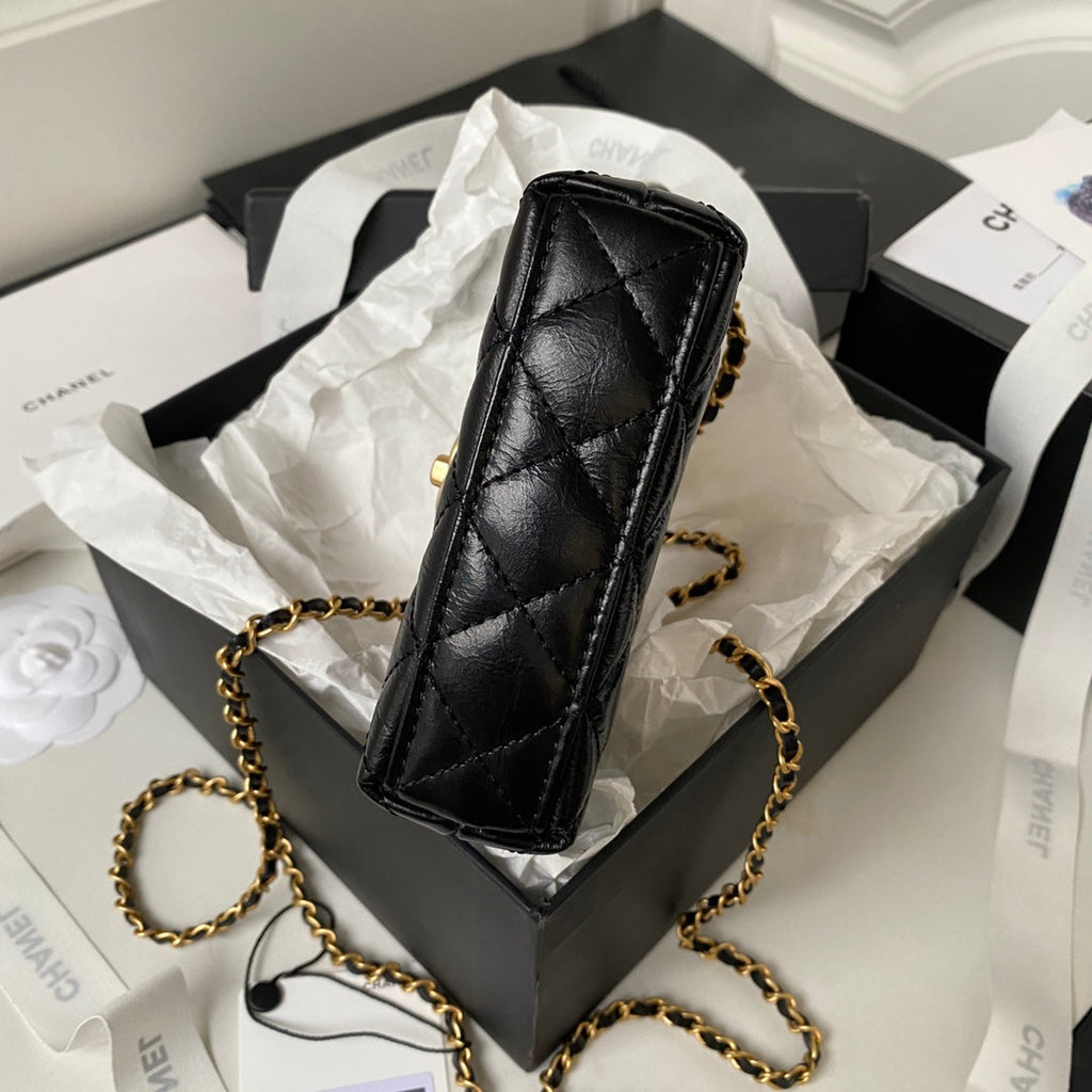 Chanel Clutch With Chain AP3435 Shiny Aged Calfskin Black