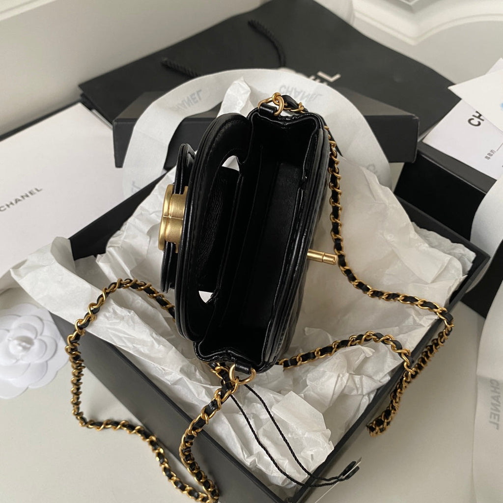 Chanel Clutch With Chain AP3435 Shiny Aged Calfskin Black