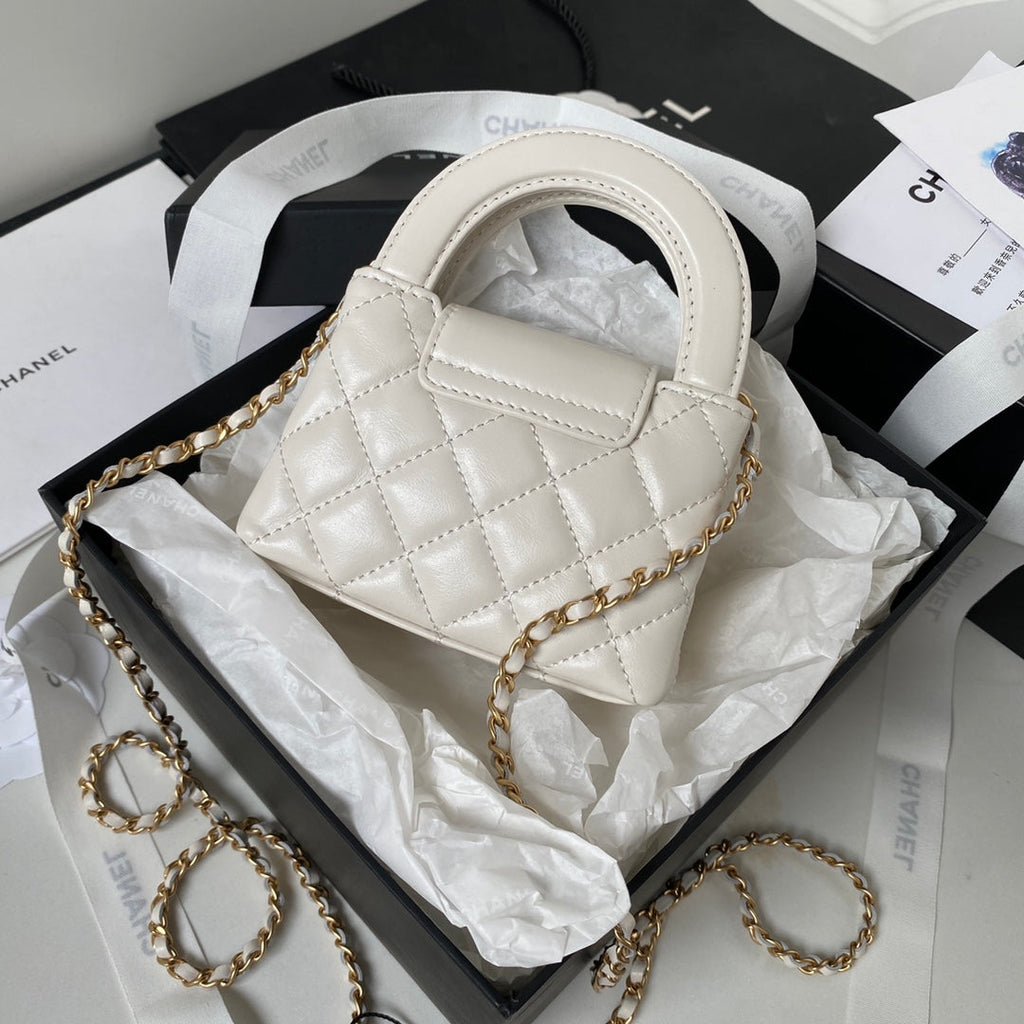 Chanel Clutch With Chain AP3435 Shiny Aged Calfskin White