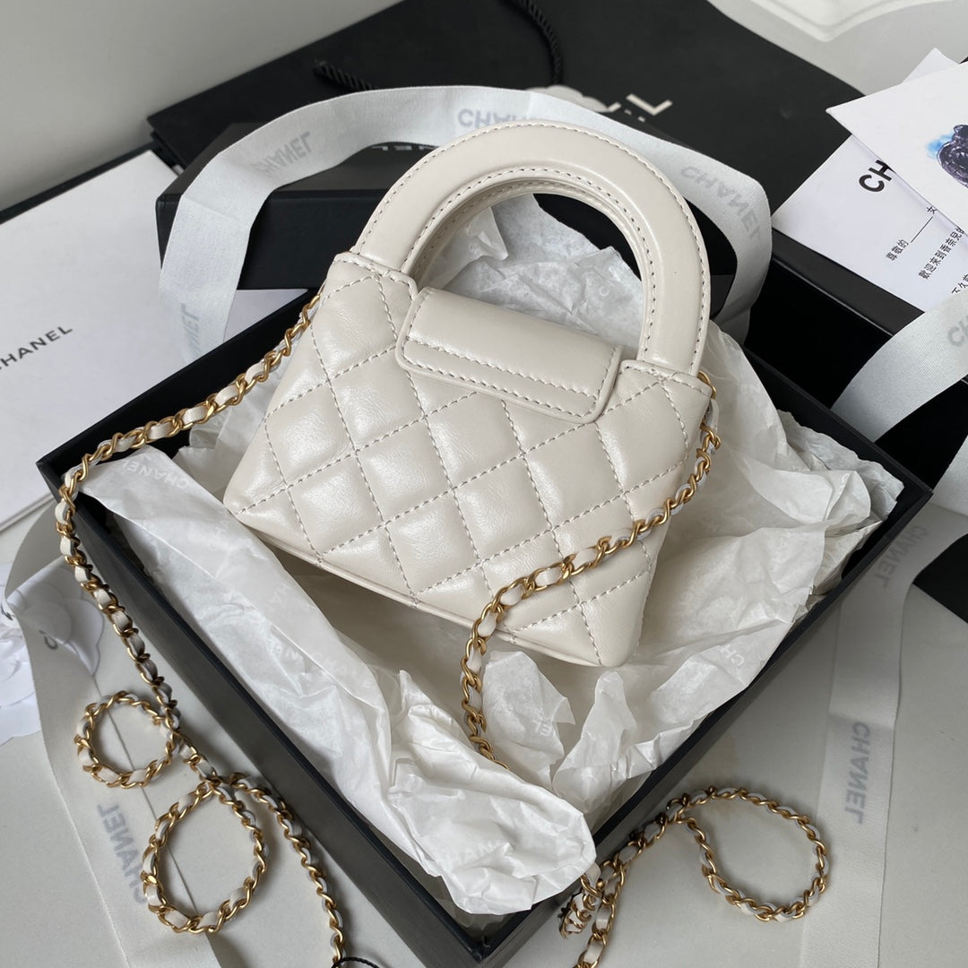 Chanel Clutch With Chain AP3435 Shiny Aged Calfskin White