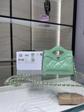 Chanel clutch with chain AP3875 green shiny lambskin