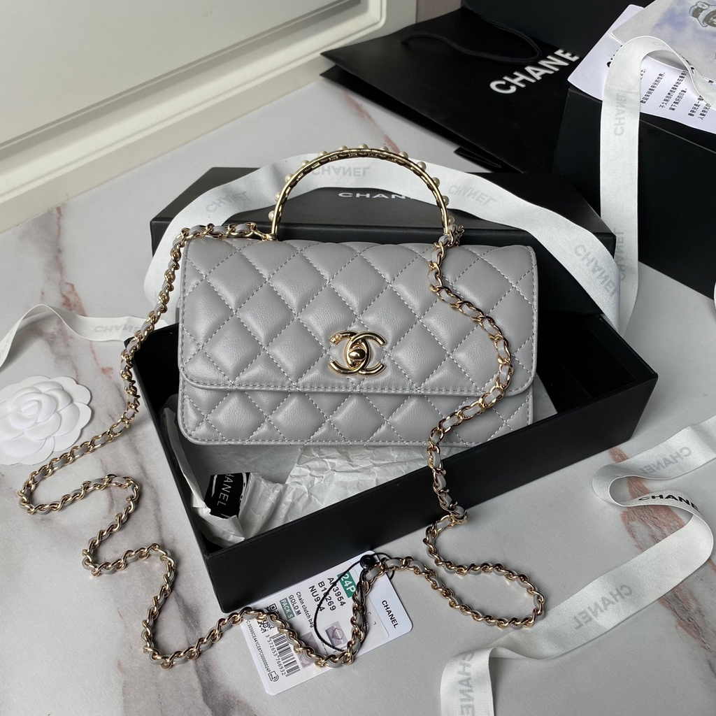 Chanel Clutch with Chain AP3974 Lambskin Gray