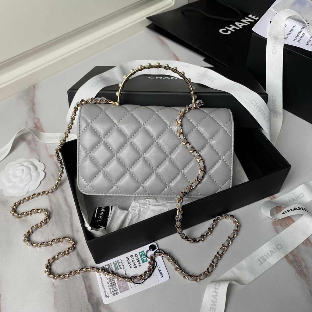 Chanel Clutch with Chain AP3974 Lambskin Gray