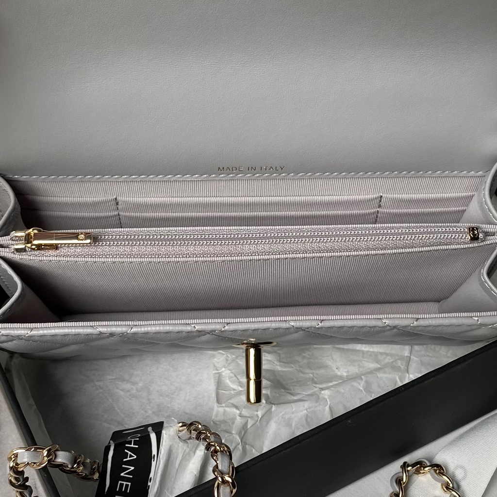 Chanel Clutch with Chain AP3974 Lambskin Gray