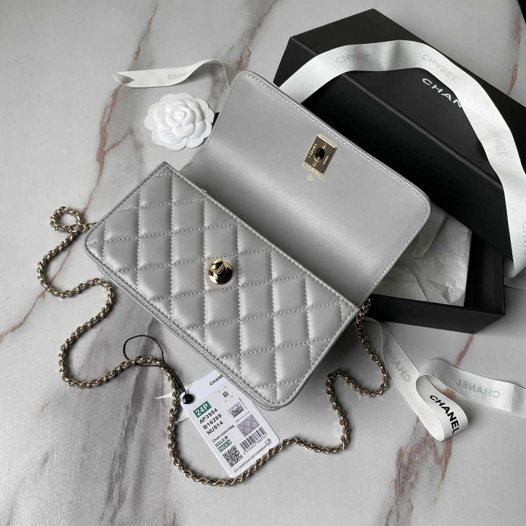 Chanel Clutch with Chain AP3974 Lambskin Gray