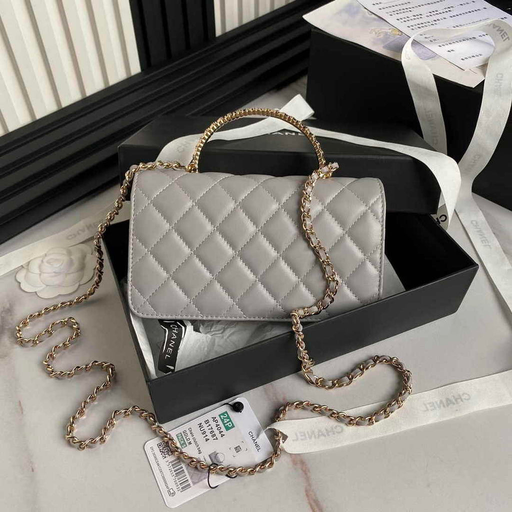 Chanel Clutch with Chain AP4044 Lambskin Gray
