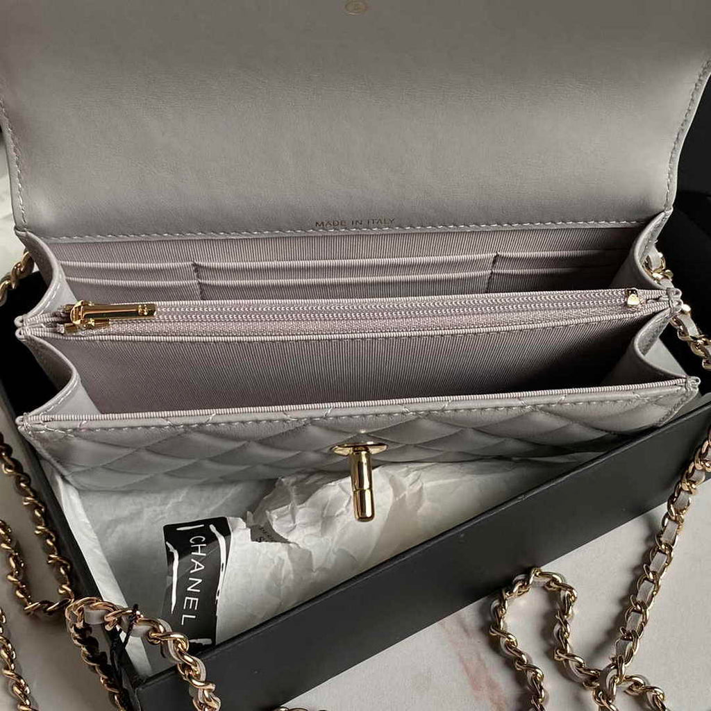 Chanel Clutch with Chain AP4044 Lambskin Gray