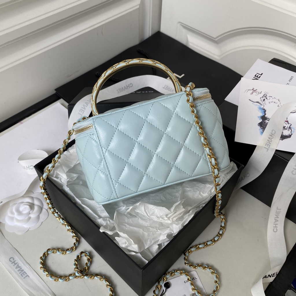 Chanel Clutch with chain Blue Lambskin AP3383