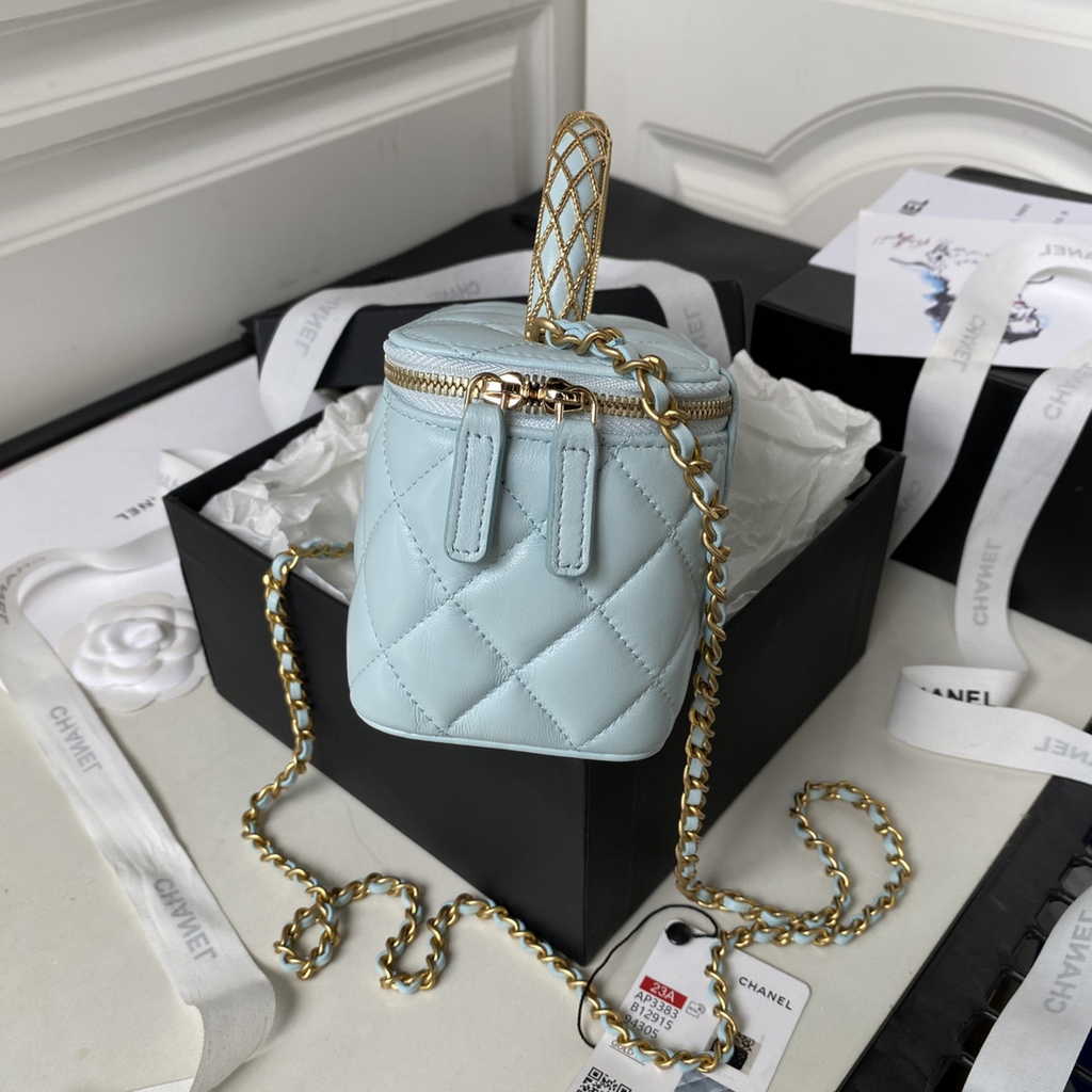 Chanel Clutch with chain Blue Lambskin AP3383