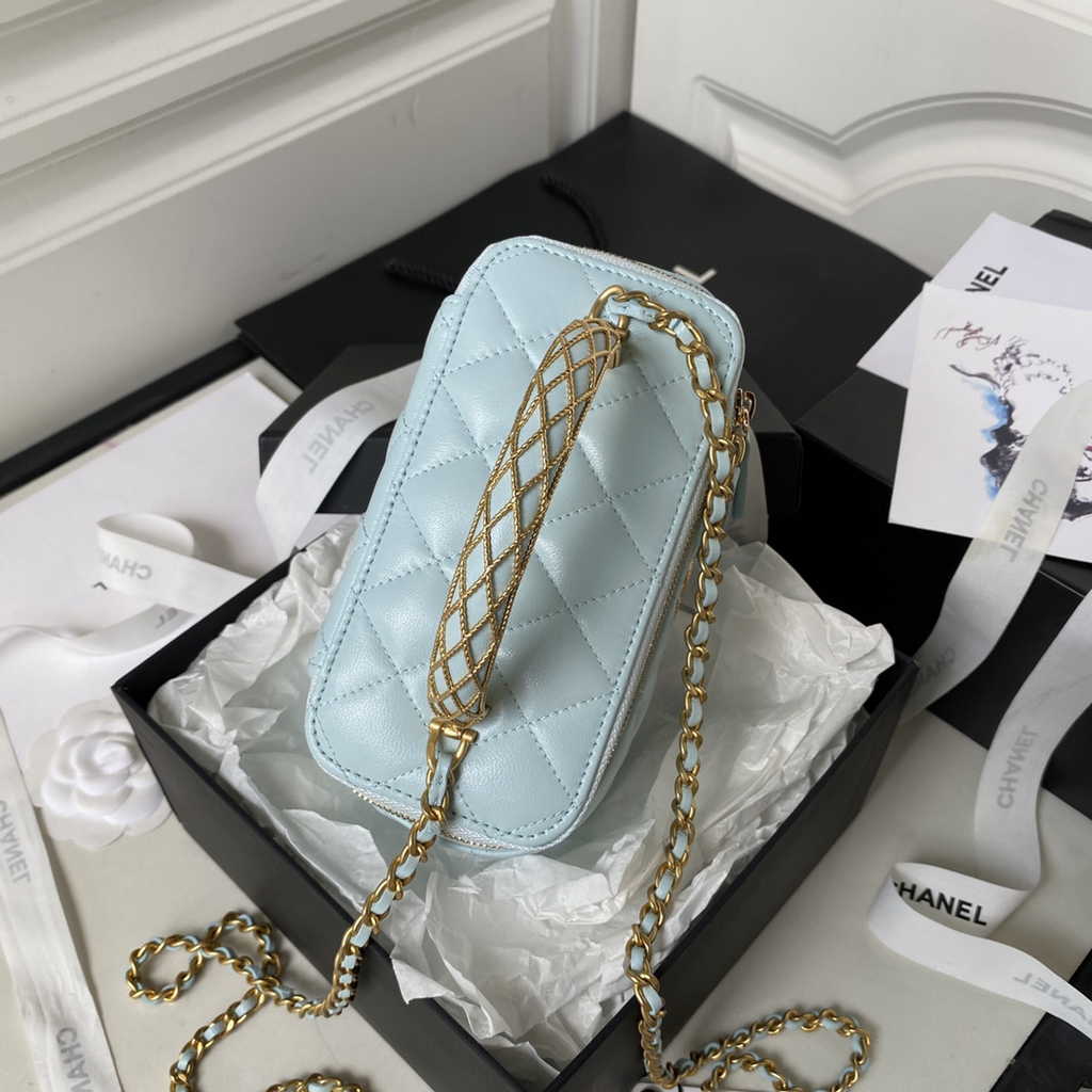 Chanel Clutch with chain Blue Lambskin AP3383