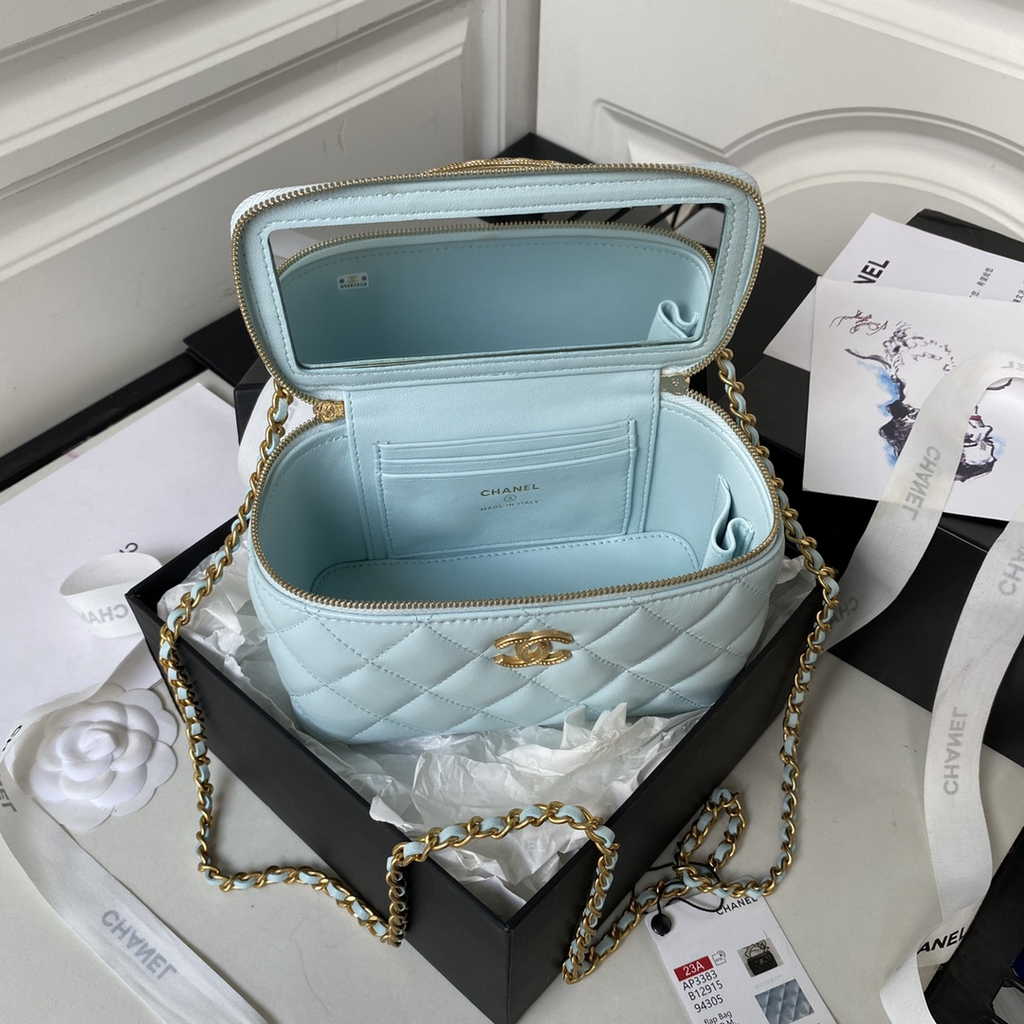Chanel Clutch with chain Blue Lambskin AP3383