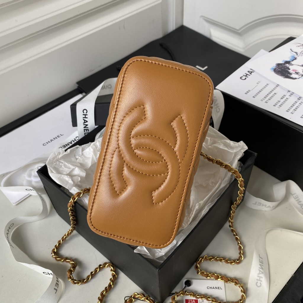 Chanel Clutch with chain Brown Lambskin AP3383