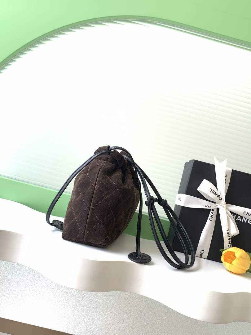 Chanel Clutch with leather strap, AP5227 Suede Calfskin coffee