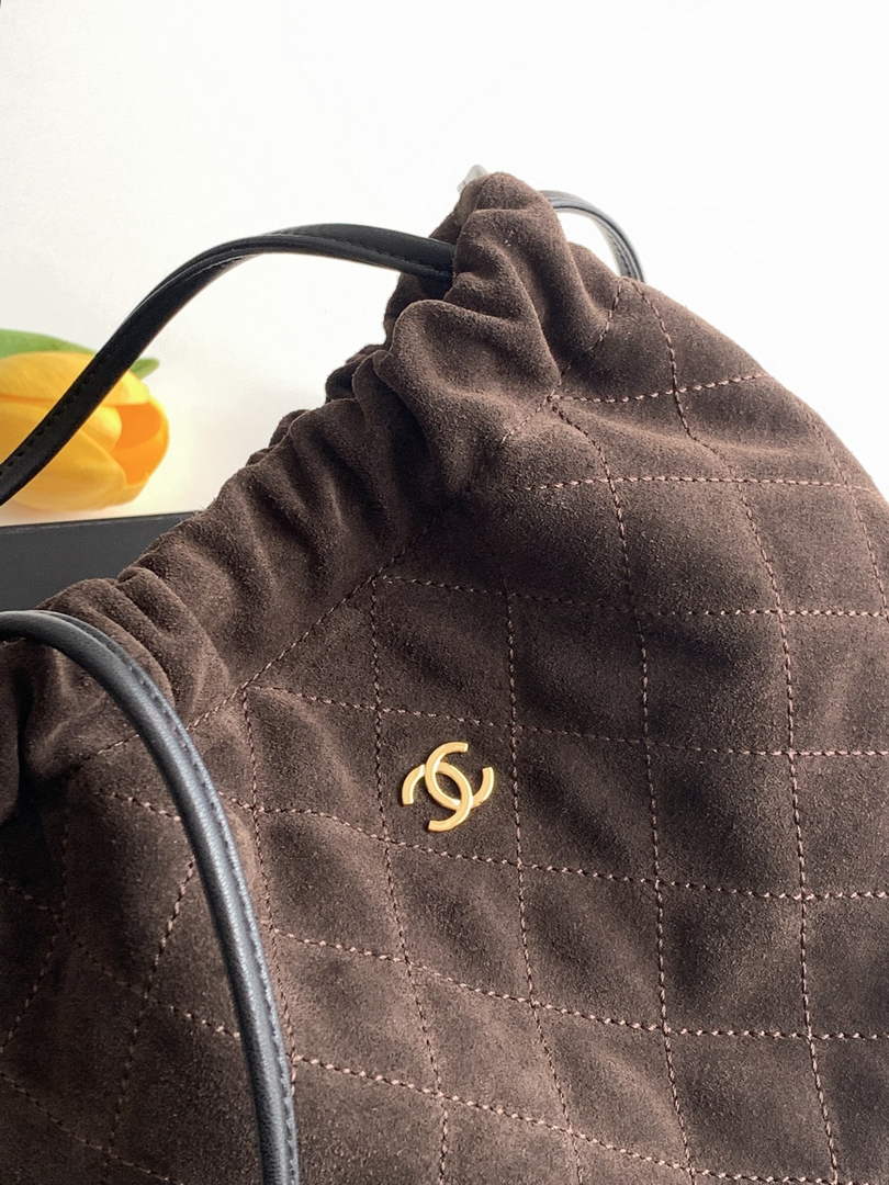 Chanel Clutch with leather strap, AP5227 Suede Calfskin coffee