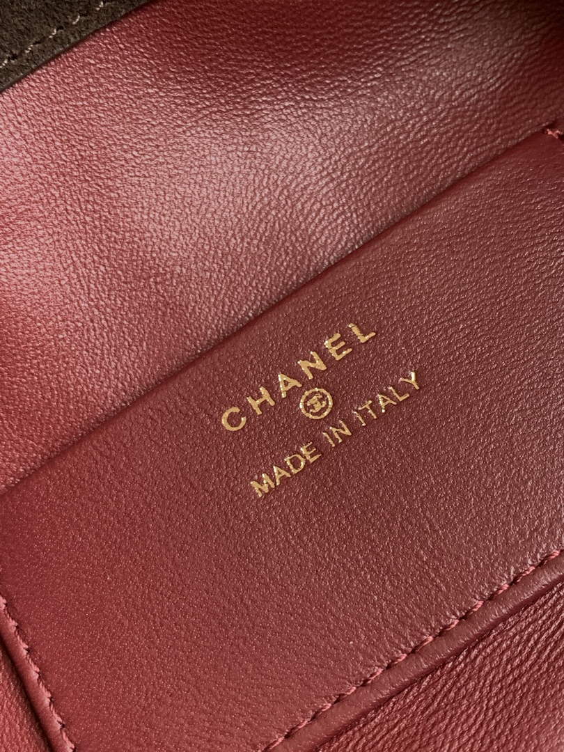 Chanel Clutch with leather strap, AP5227 Suede Calfskin coffee